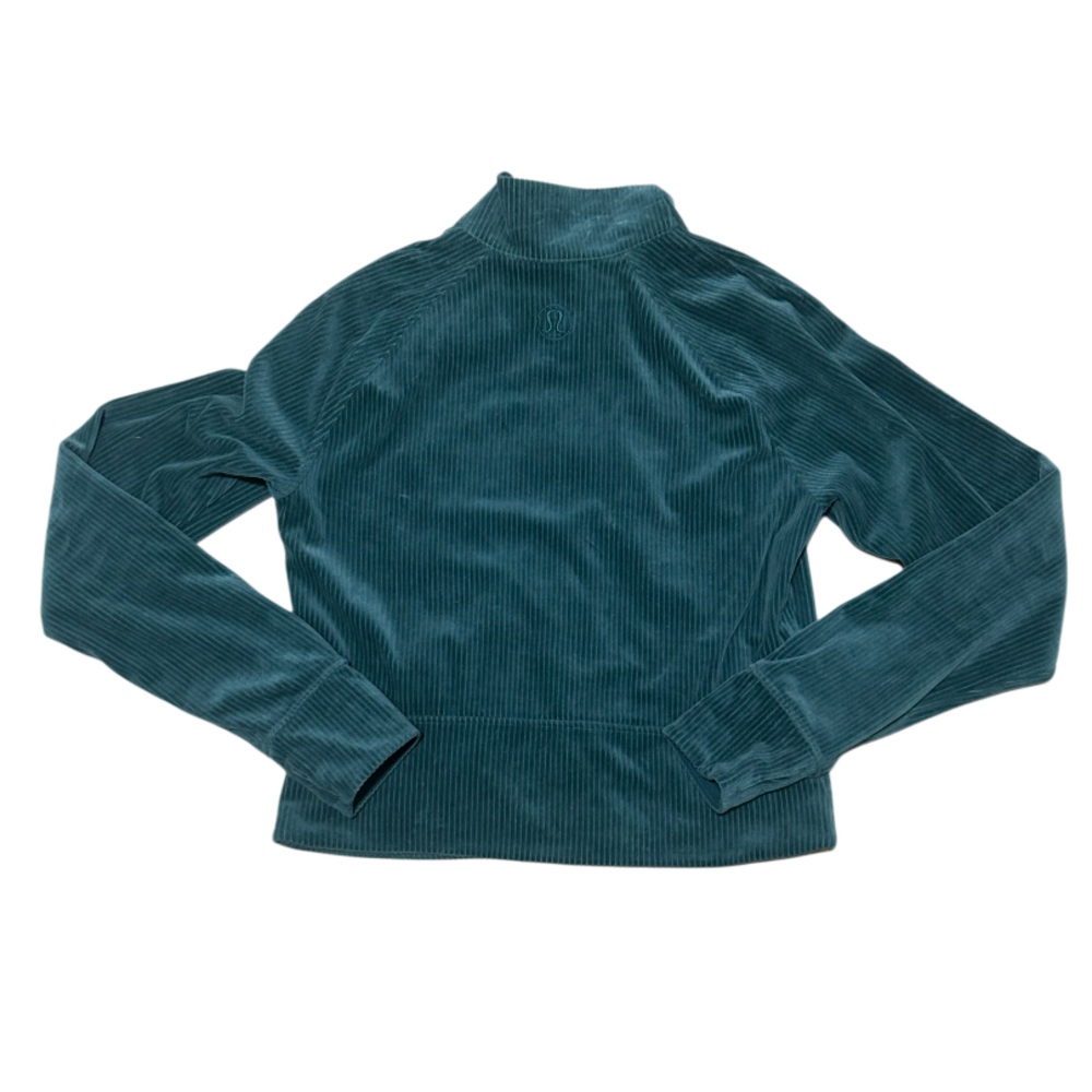 lululemon Scuba Track Jacket Velvet Cord – Storm Teal – Size 10 - Picture 3 of 4